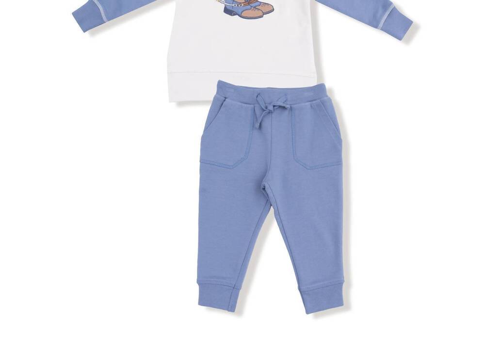 NEW ANGEL DEAR boys french terry raglan sweatshirt & jogger set in country calic